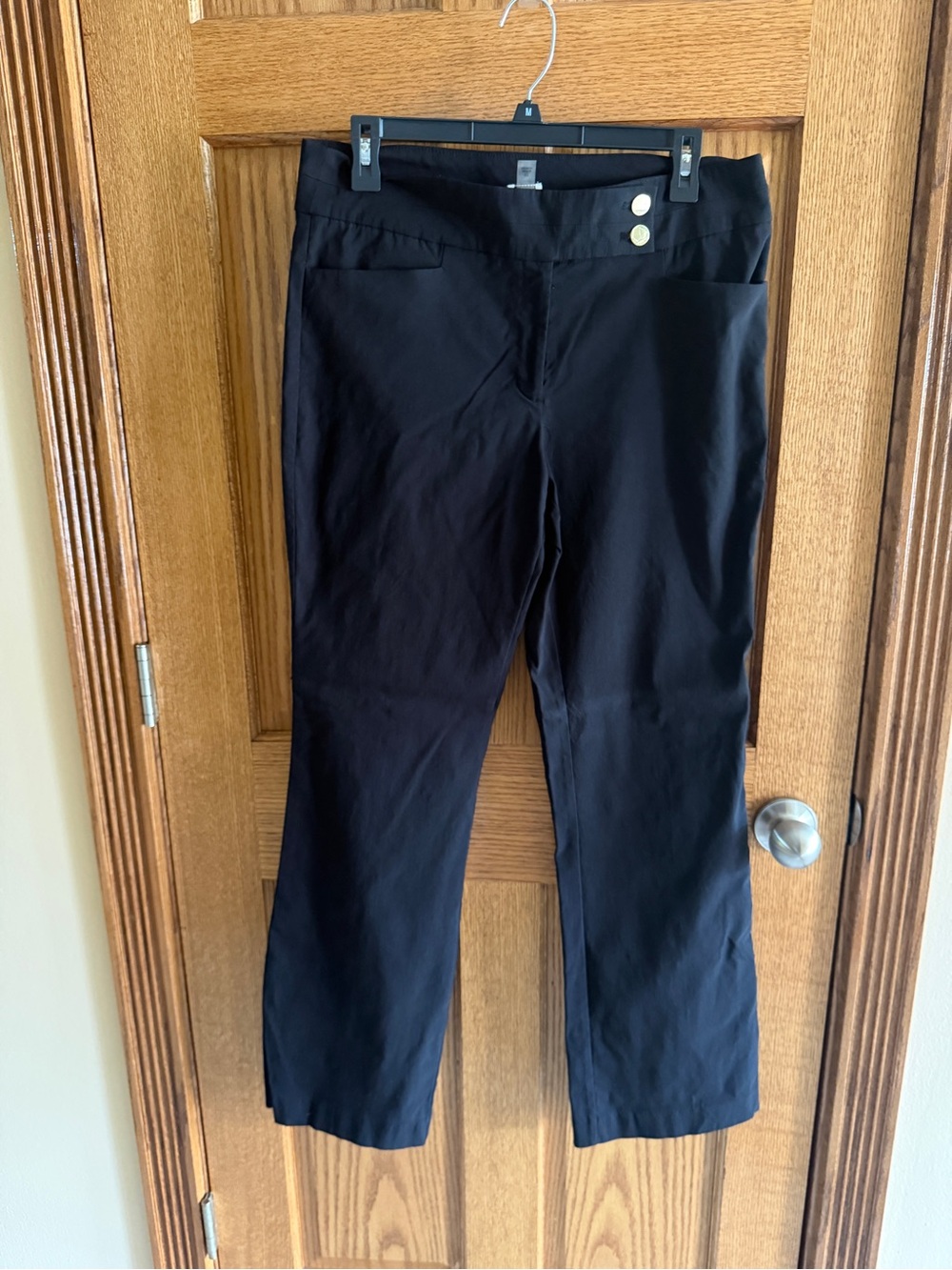 Anne Klein Black Dress Pants size 12 with Button Detail